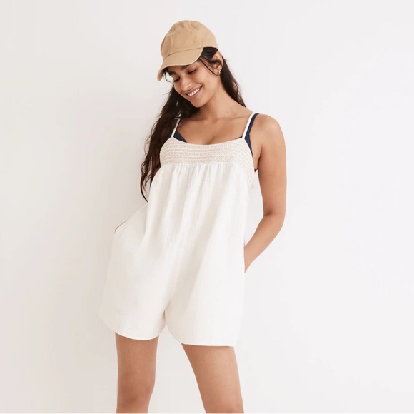 Madewell Embroidered Lightestspun Tie-Back Cover-Up Romper - Picture 5 of 5